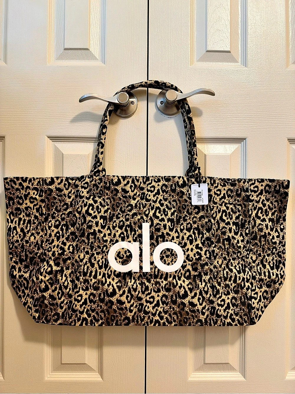 Alo YOGA Grey Tiedye Shopper Tote Bag Oversized Animal Print NWT